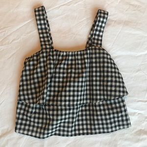 Madewell Cropped Gingham Tiered Tank